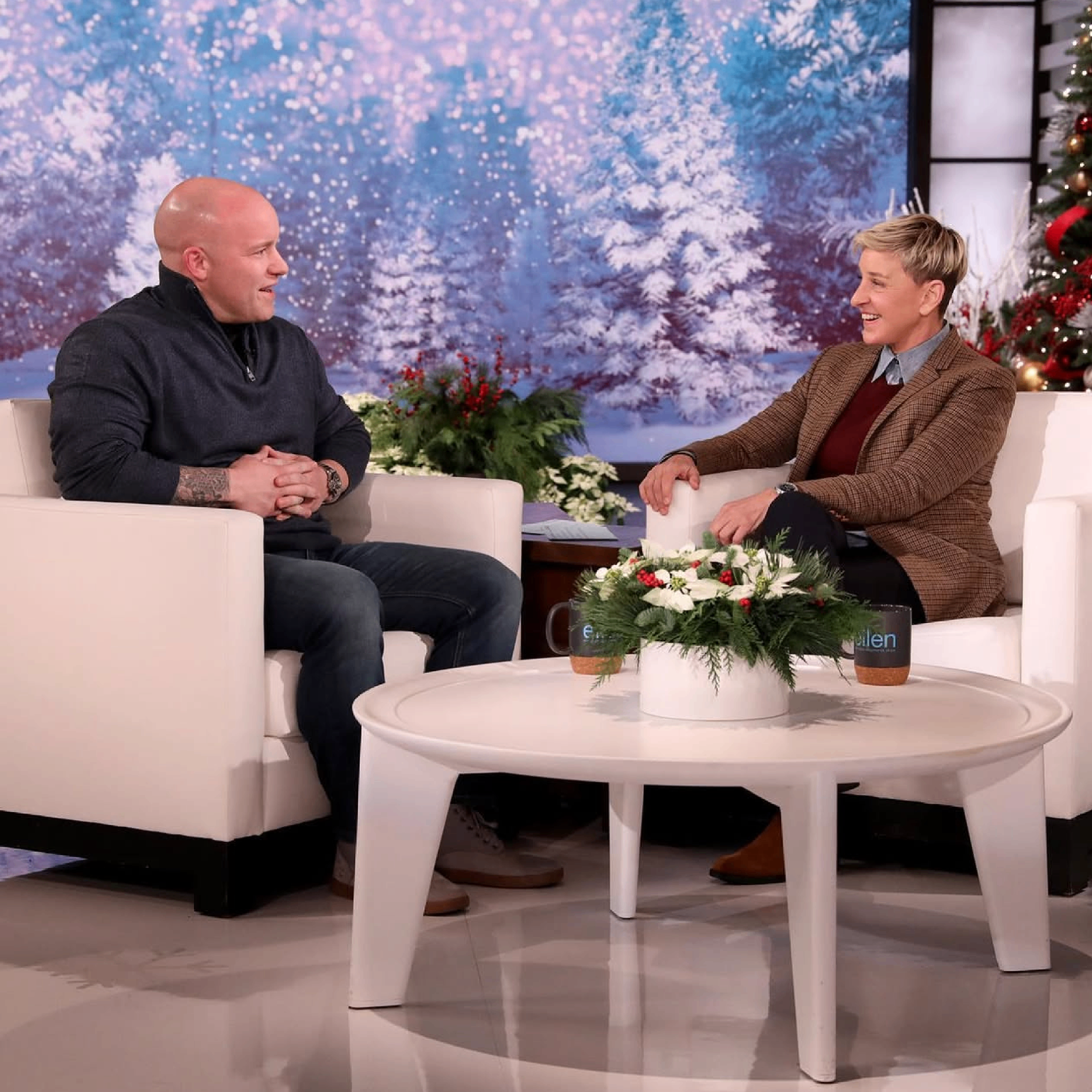 Tank Sinatra on stage with Ellen DeGeneres